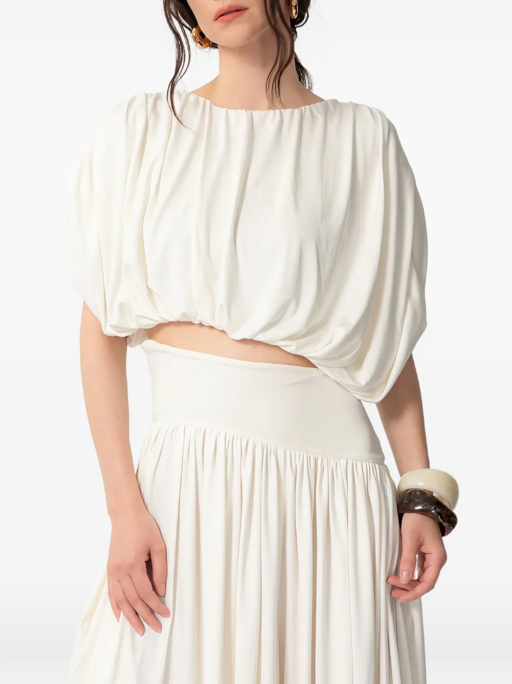 CONCEPTO Vela cropped gathered top - Toni neutri