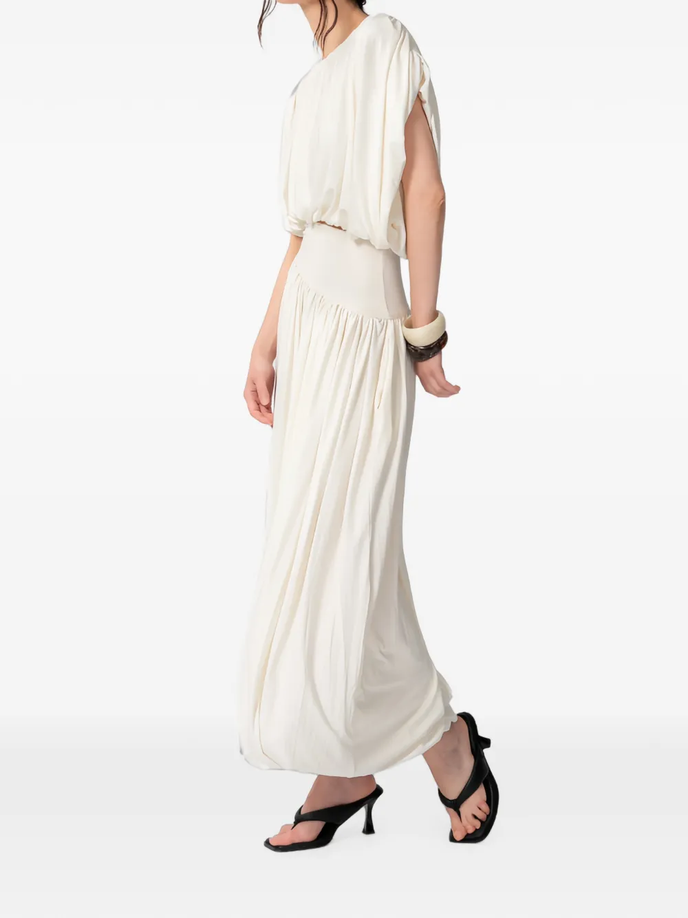  Concepto Vela Cropped Gathered Top - Neutro 