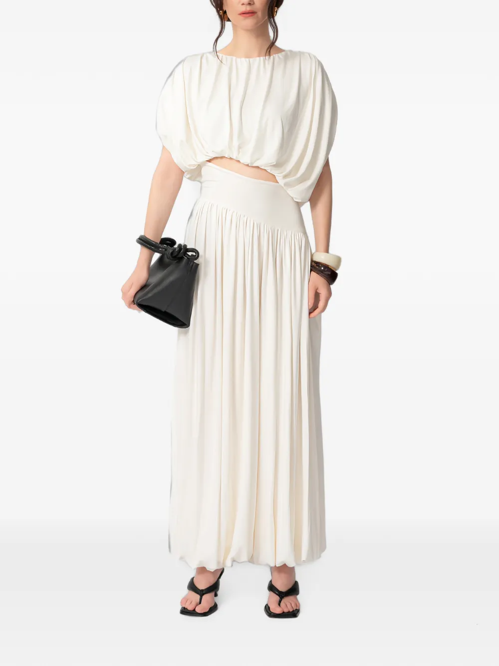  Concepto Vela Cropped Gathered Top - Neutro 