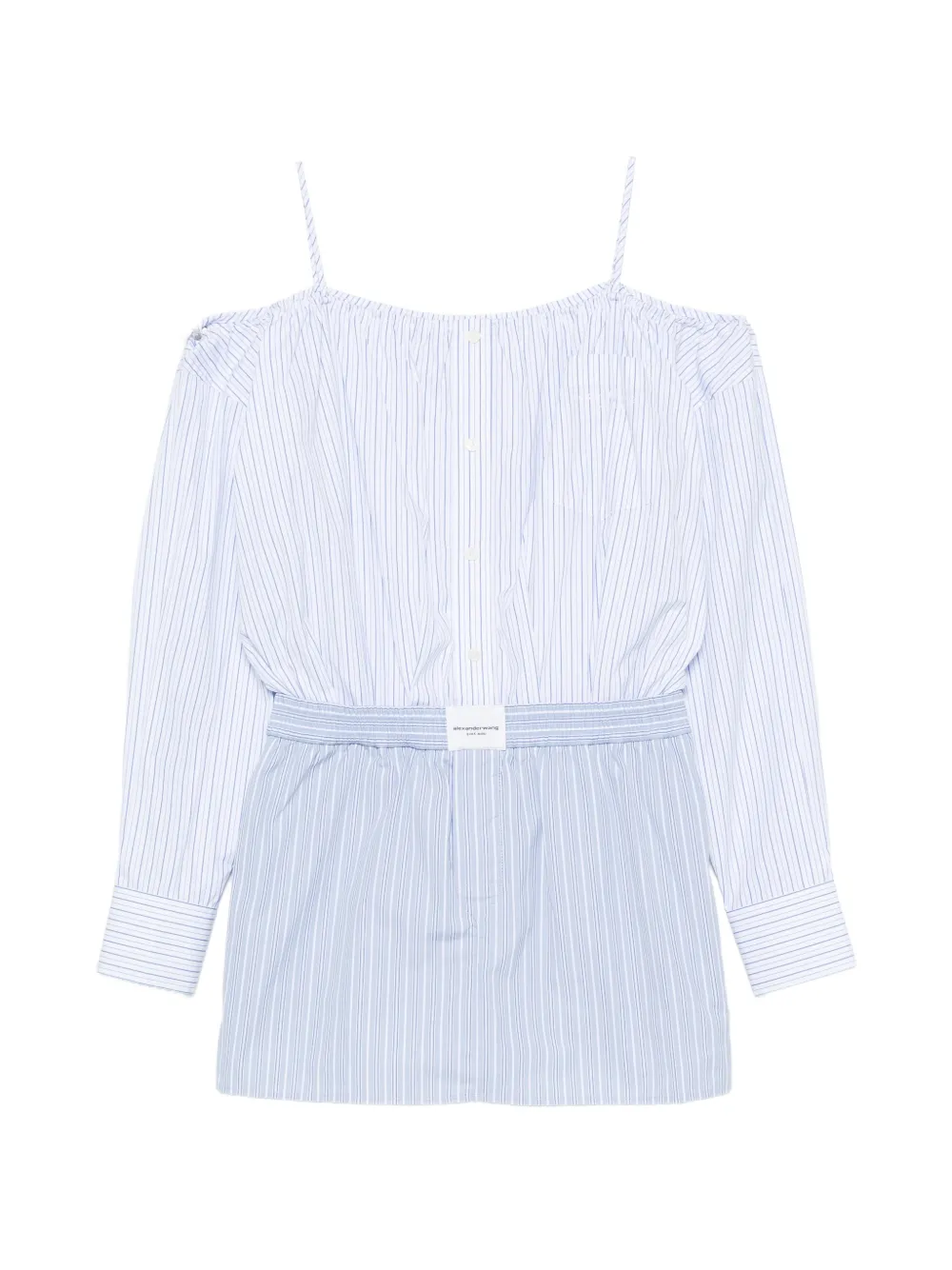 Alexander Wang striped off-shoulder mini dress - Bianco
