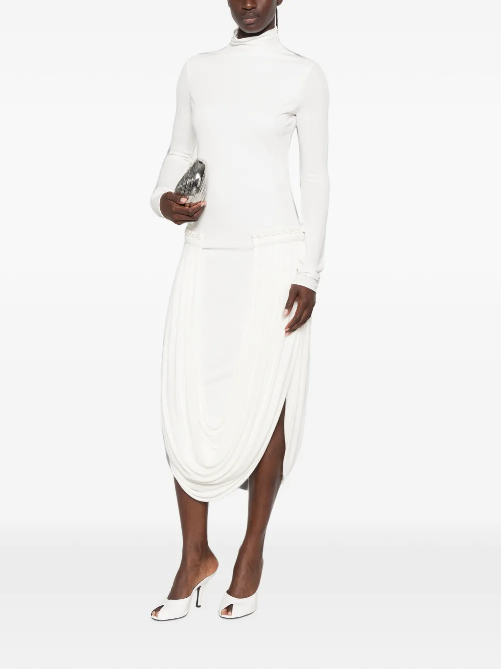 Stella McCartney Midi-jurk met gedrapeerd detail Wit