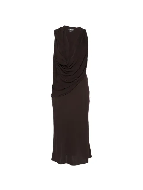 TOM FORD Vestido midi drapeado com decote profundo