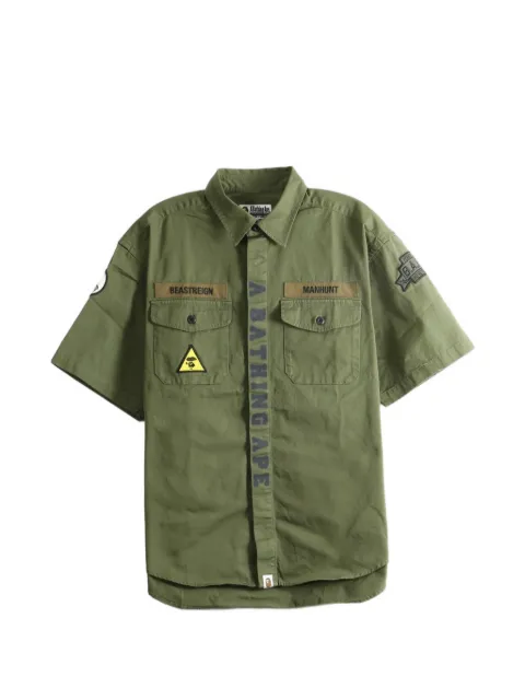 A BATHING APE® logo-print patch-detail shirt