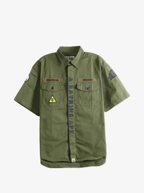 A BATHING APE® logo-print patch-detail shirt