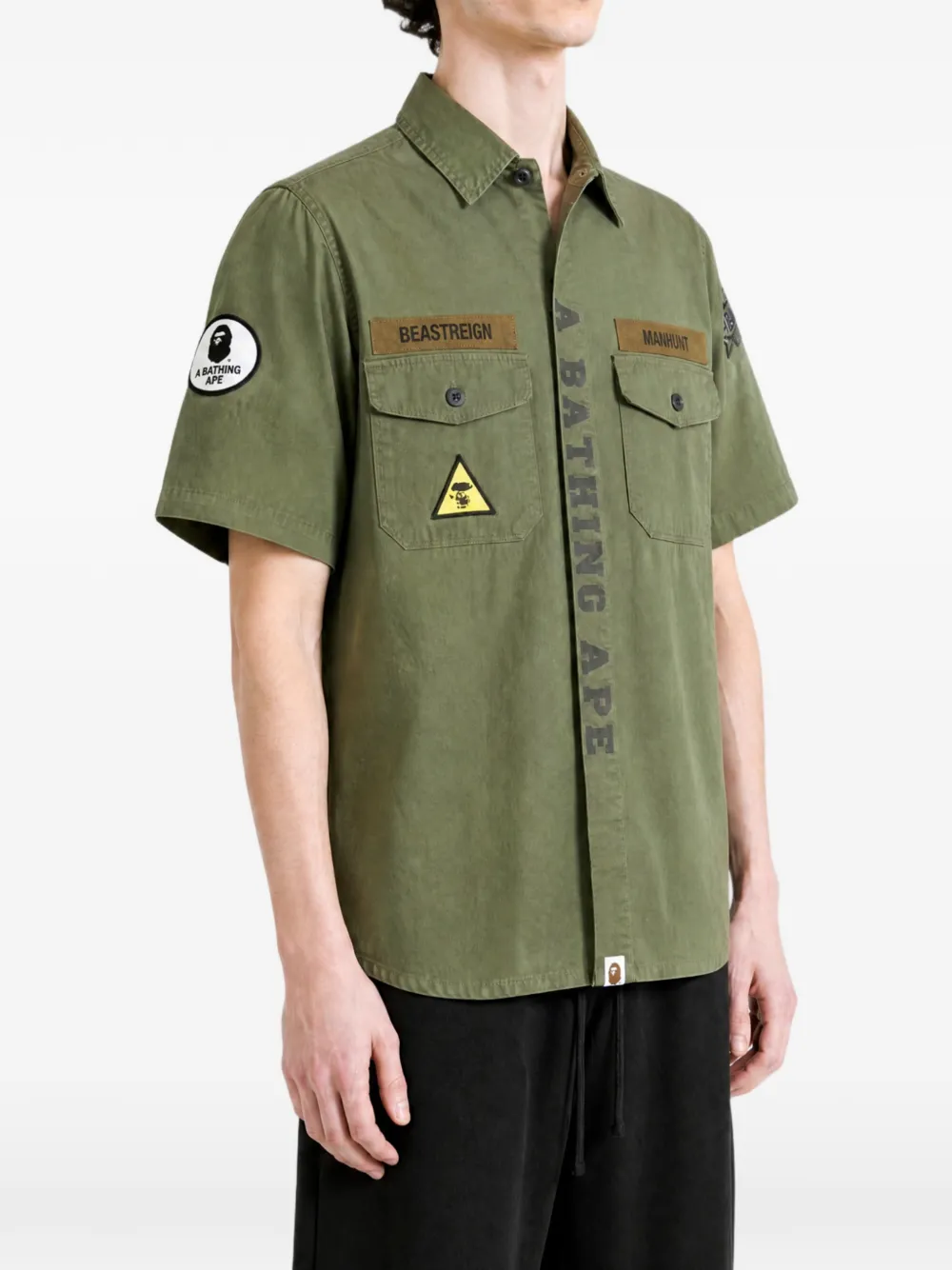 A BATHING APE Overhemd met patch en logoprint Groen
