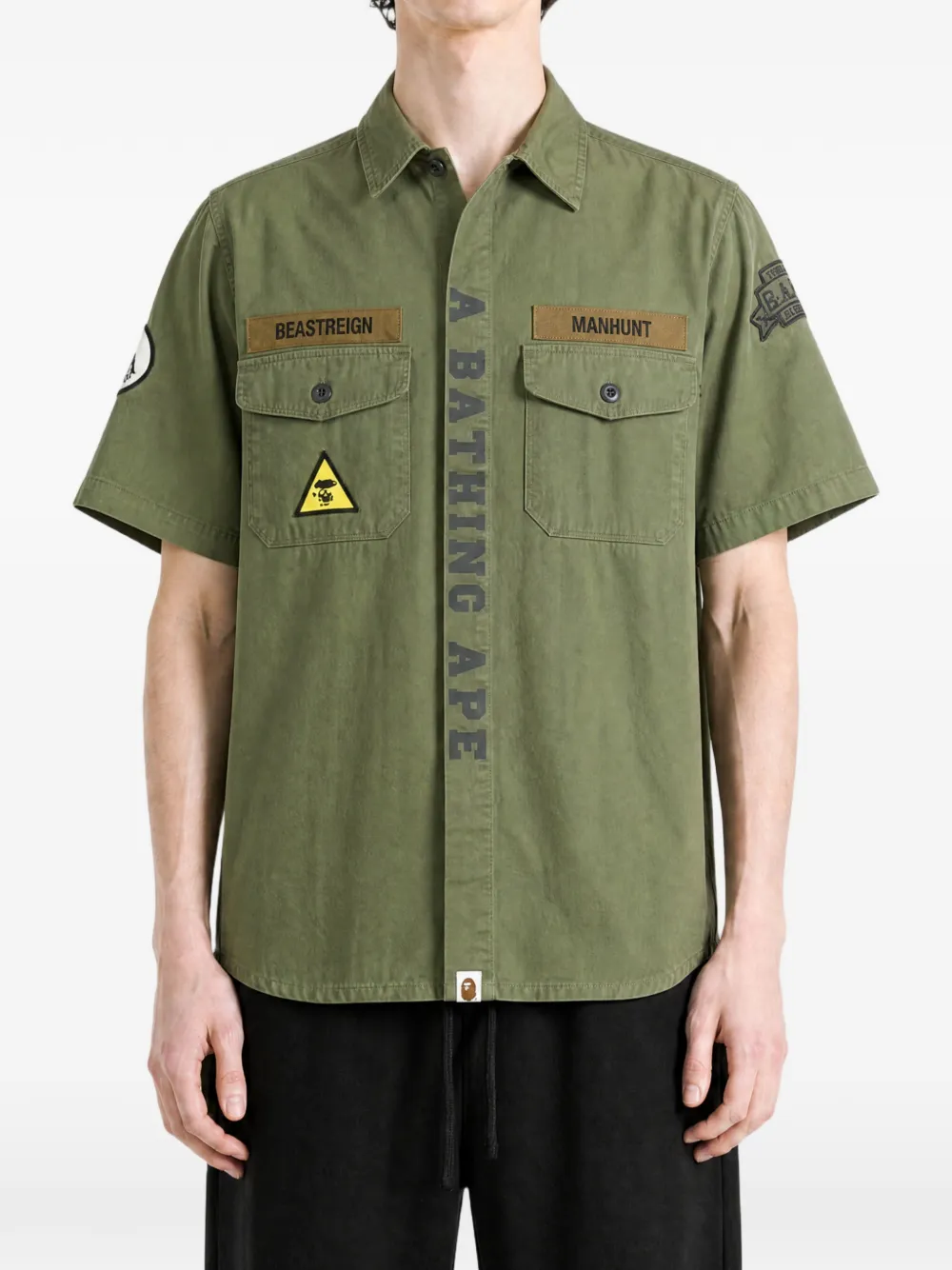 A BATHING APE Overhemd met patch en logoprint Groen