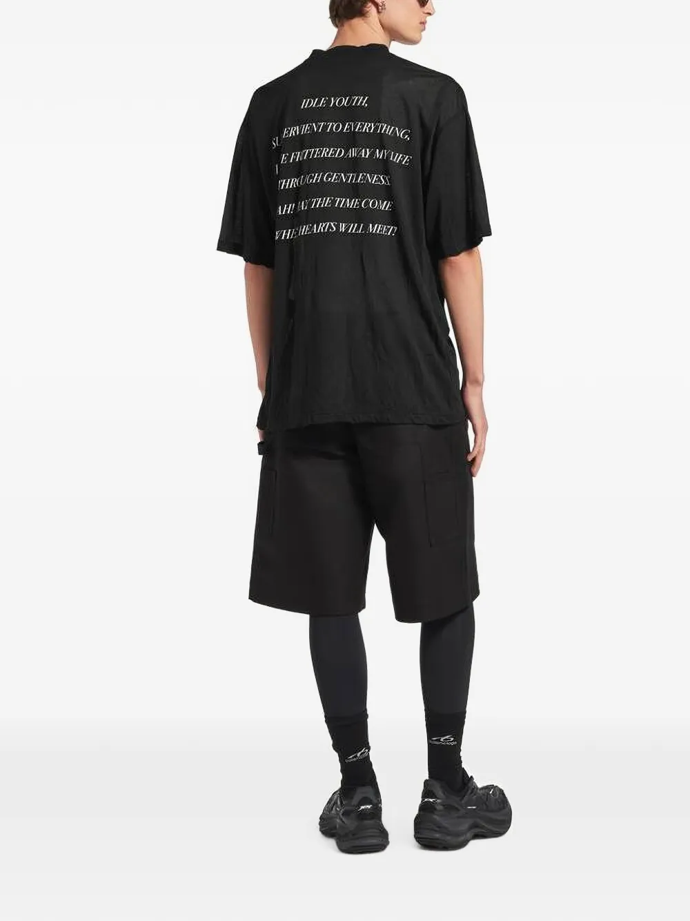 Balenciaga T-shirt met bloemenprint en tekst Zwart