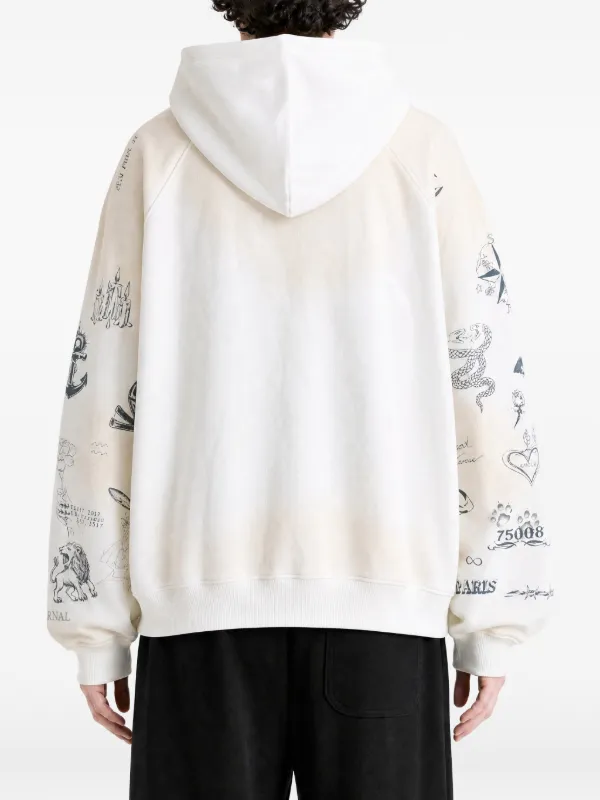 Balenciaga tattoo-print zip-up Hoodie | White | FARFETCH JO