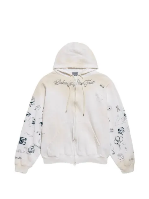 Balenciaga tattoo-print zip-up hoodie
