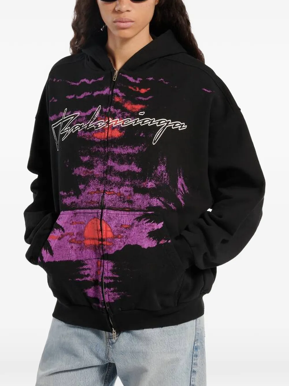 Balenciaga Hoodie met rits Zwart