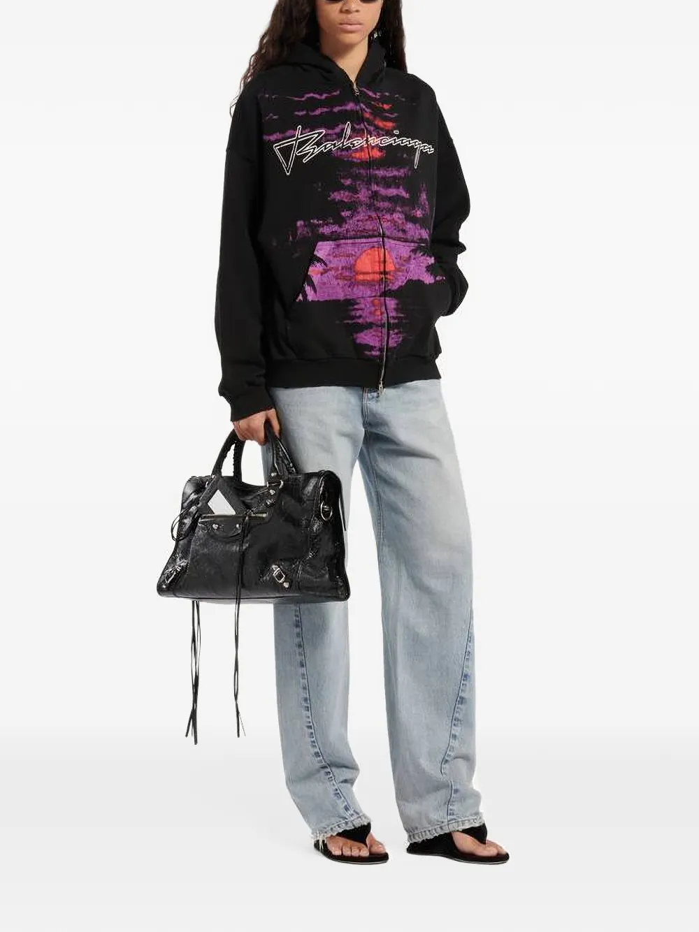 Balenciaga Hoodie met rits Zwart