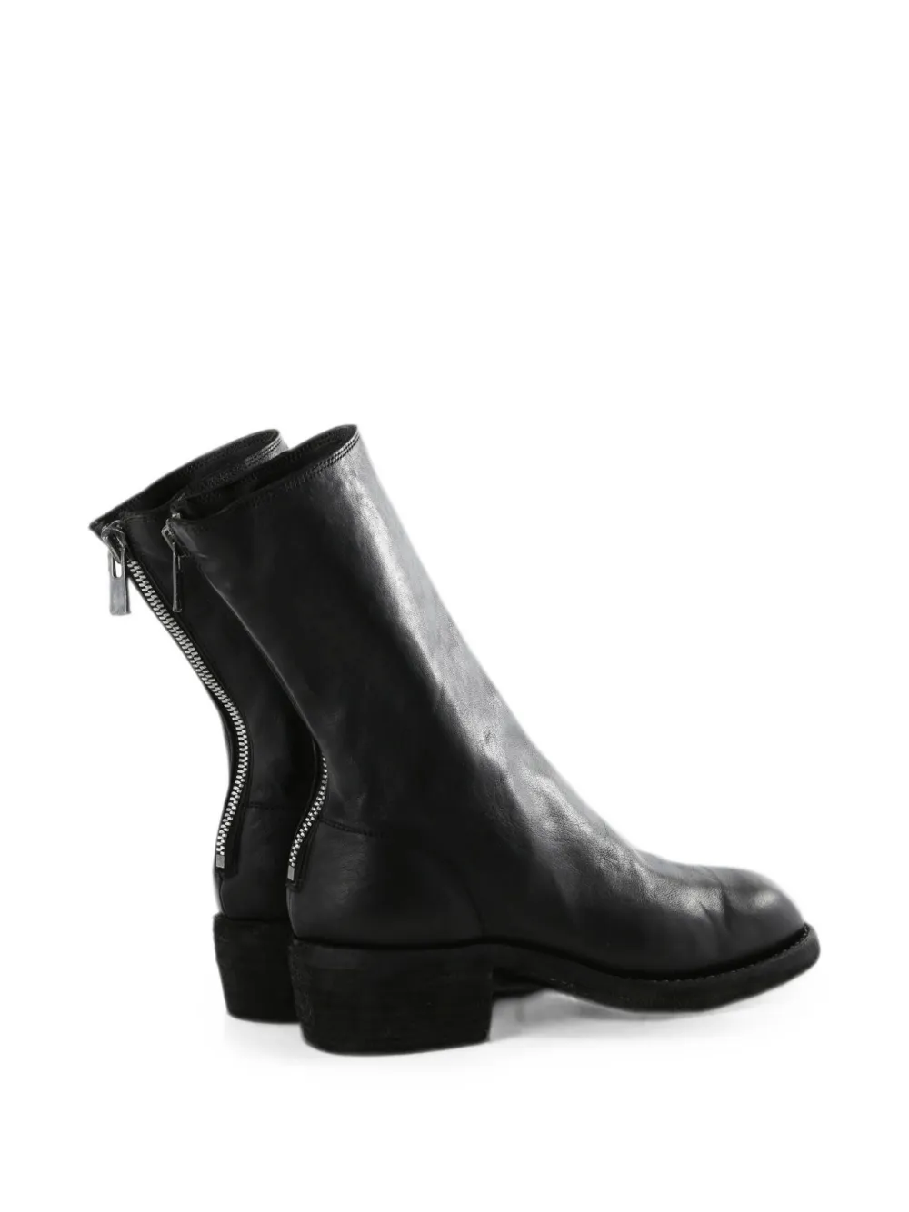  Guidi Rear-zip Leather Ankle Boots - Negro 