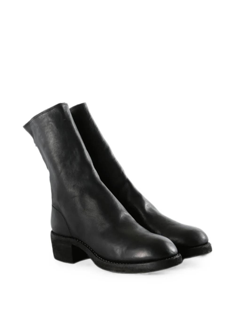  Guidi Rear-zip Leather Ankle Boots - Negro 