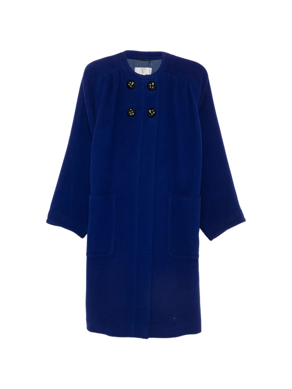 Valentino Garavani Pre-Owned 1980s crystal-embellished double-breasted coat - Blau