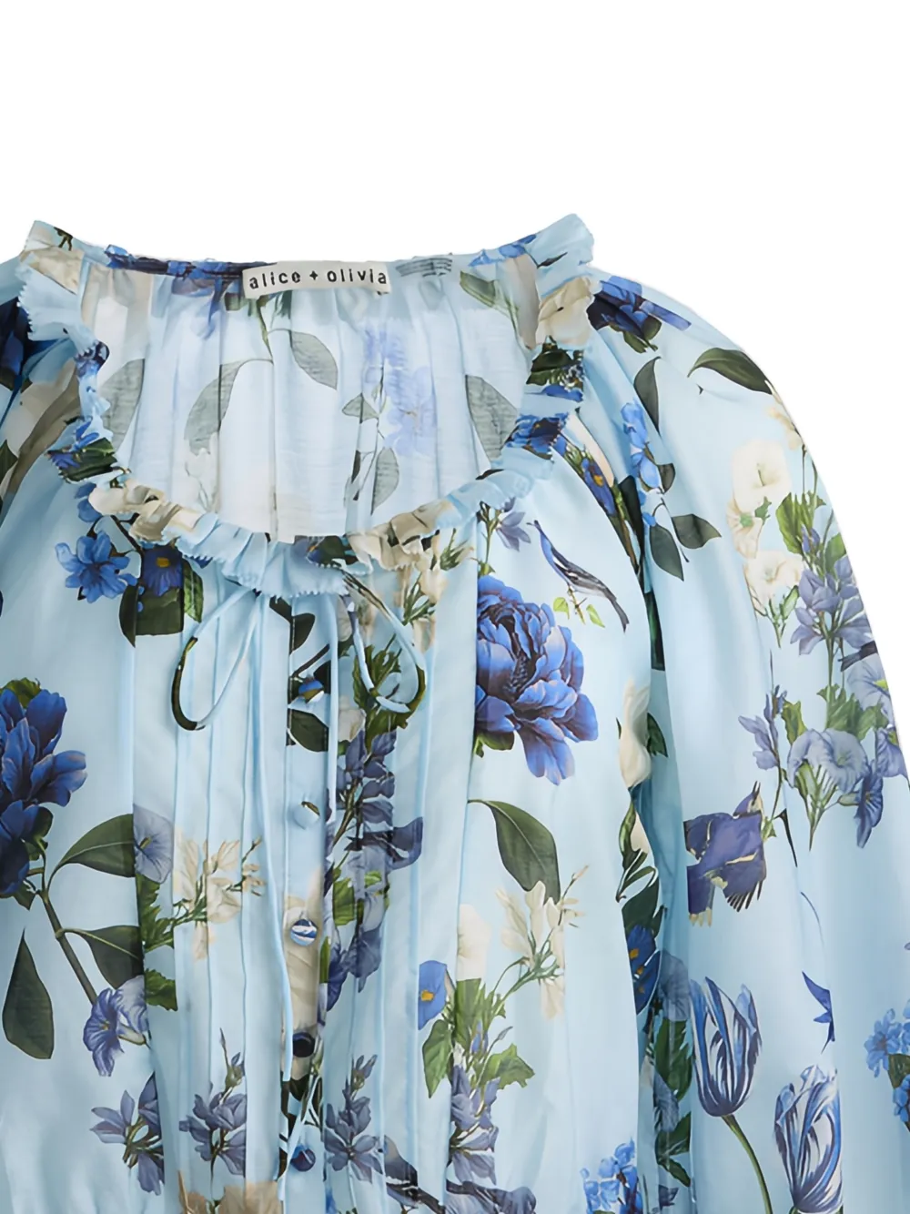 alice + olivia McLaine blouse met ruches en bloemen-print Blauw