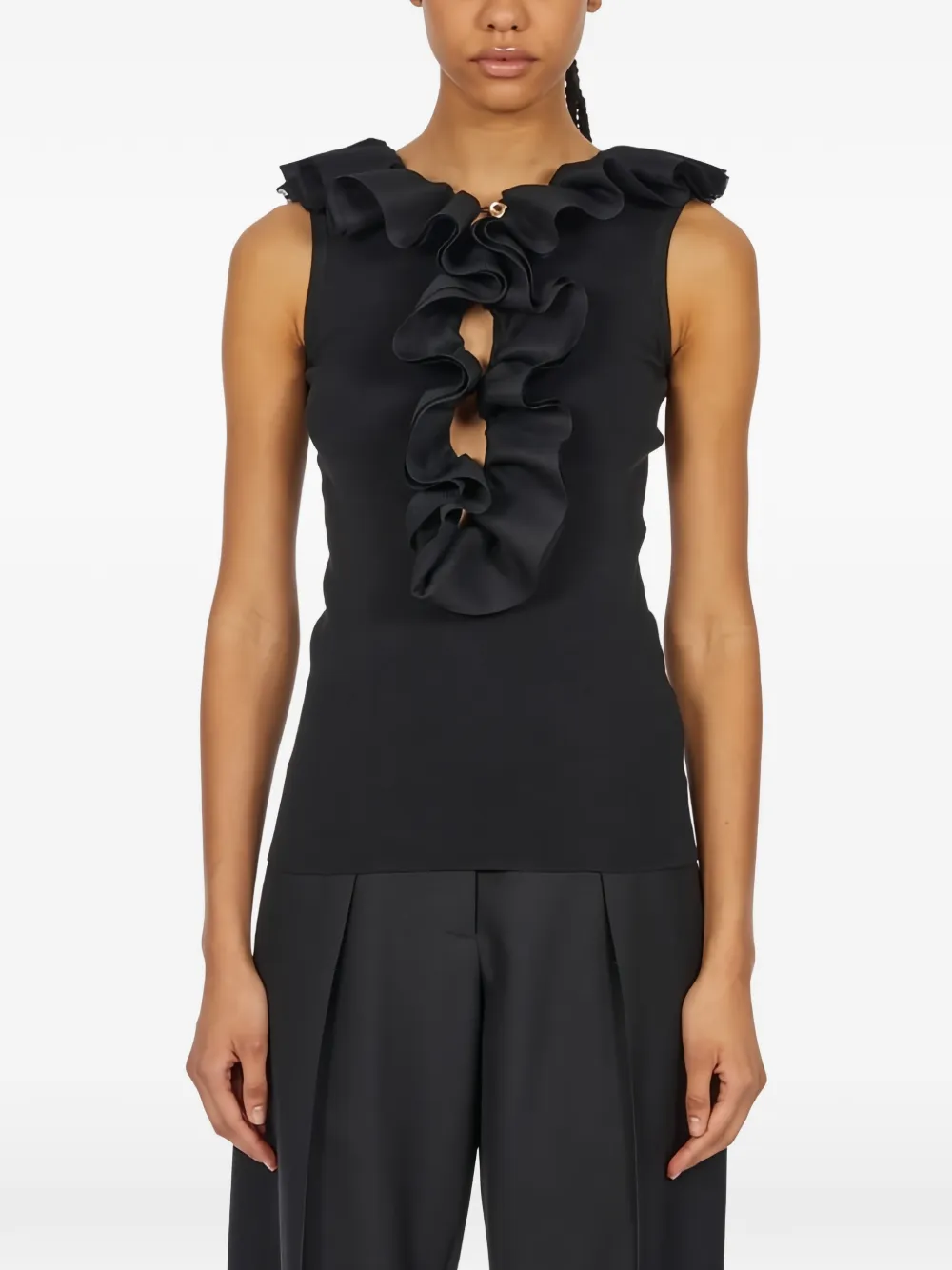Ferragamo ruffled wool top - Nero