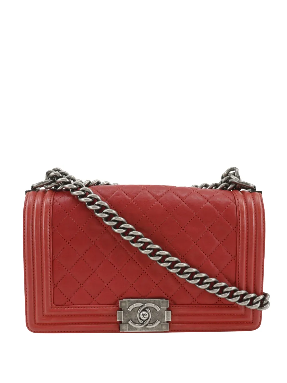 CHANEL Pre-Owned 2012-2013 Old Medium Quilted Lambskin Boy Flap crossbody bag - Red