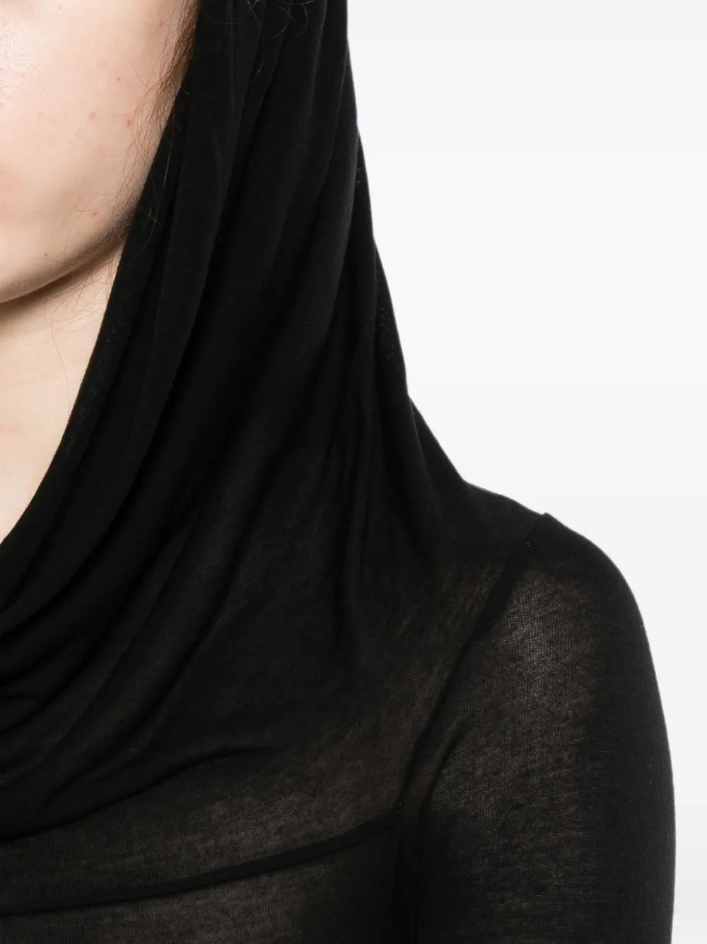 Rick Owens T-shirt met capuchon en lange mouwen Zwart