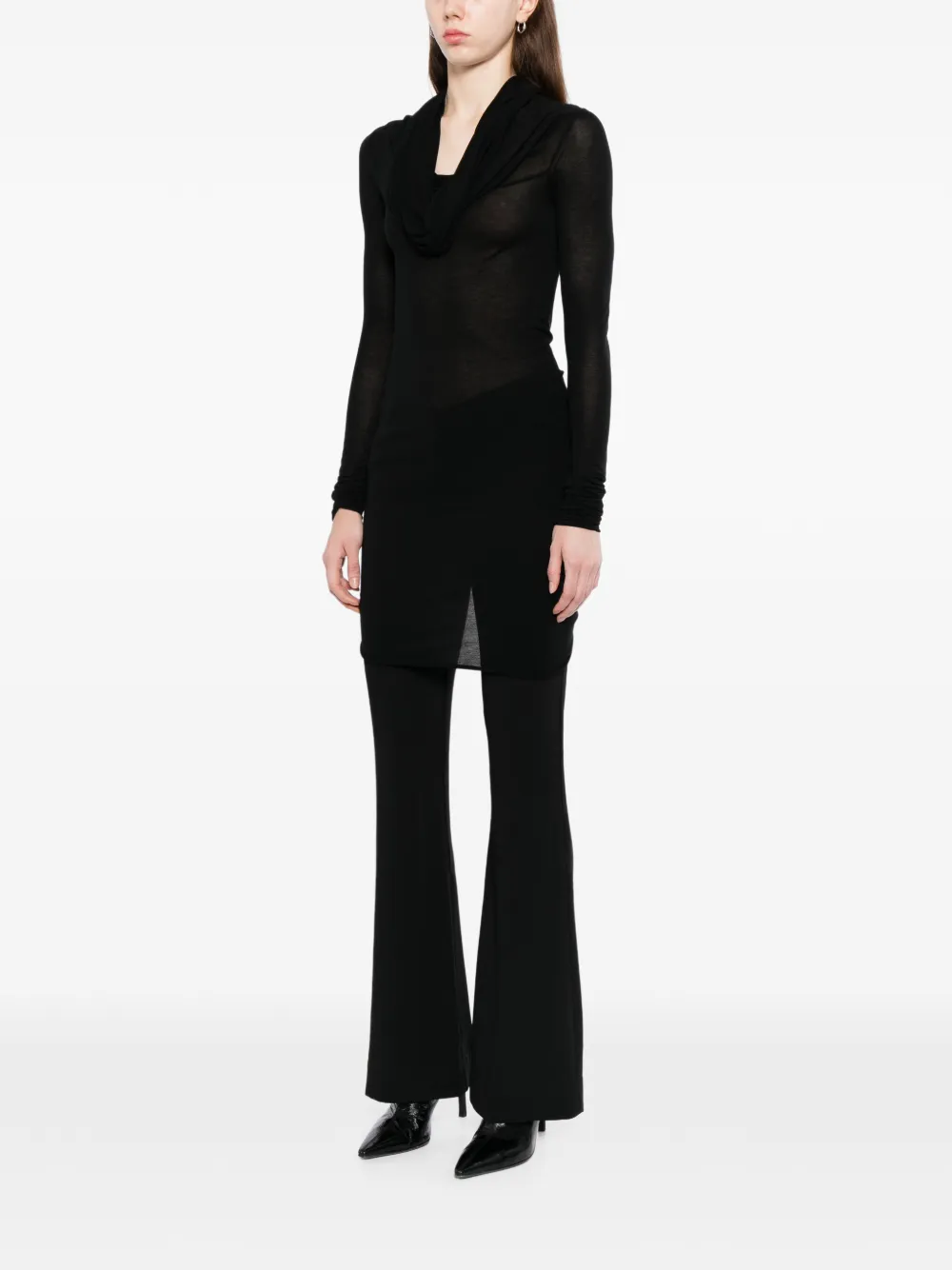 Rick Owens T-shirt met capuchon en lange mouwen Zwart