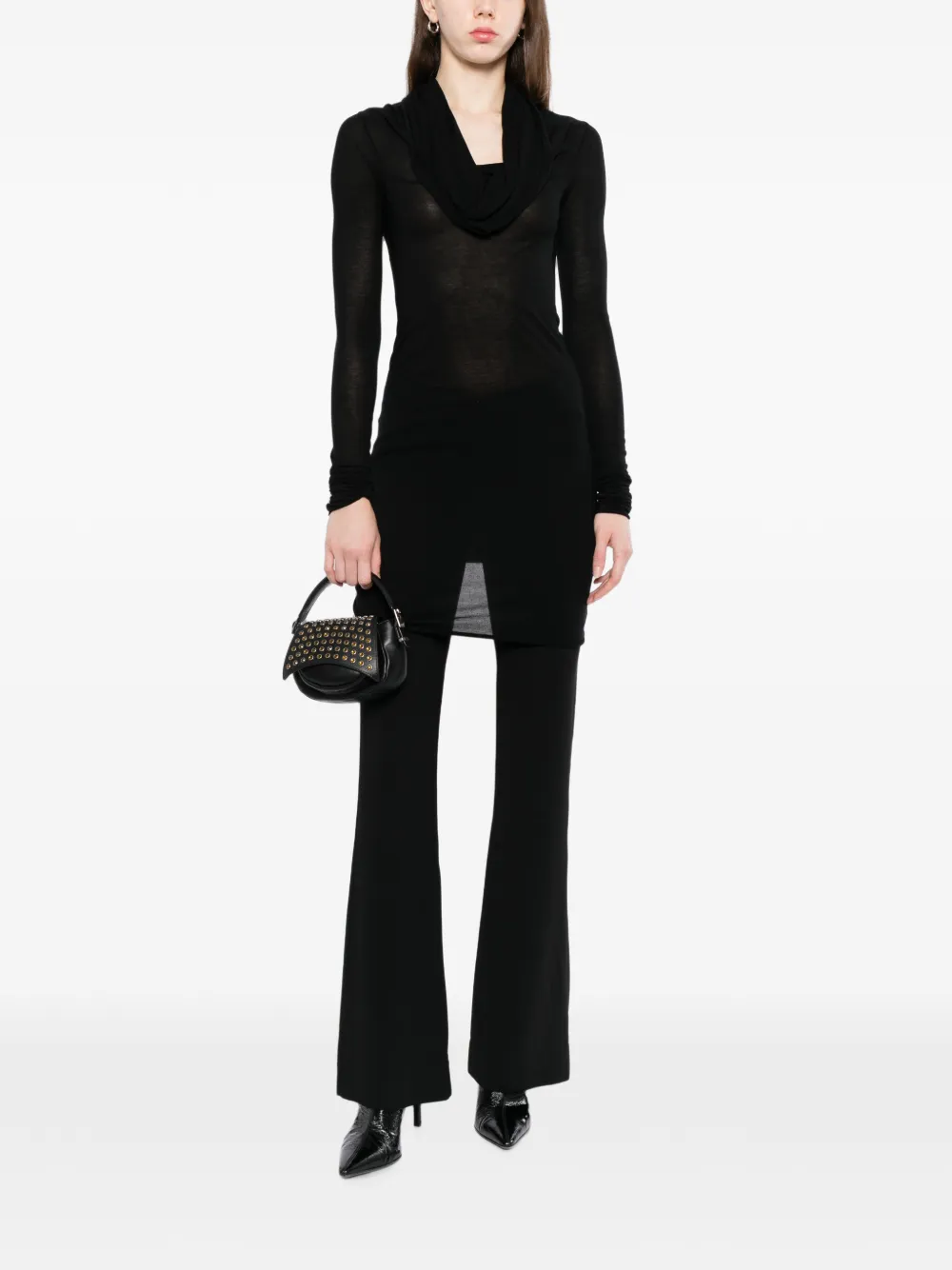 Rick Owens T-shirt met capuchon en lange mouwen Zwart