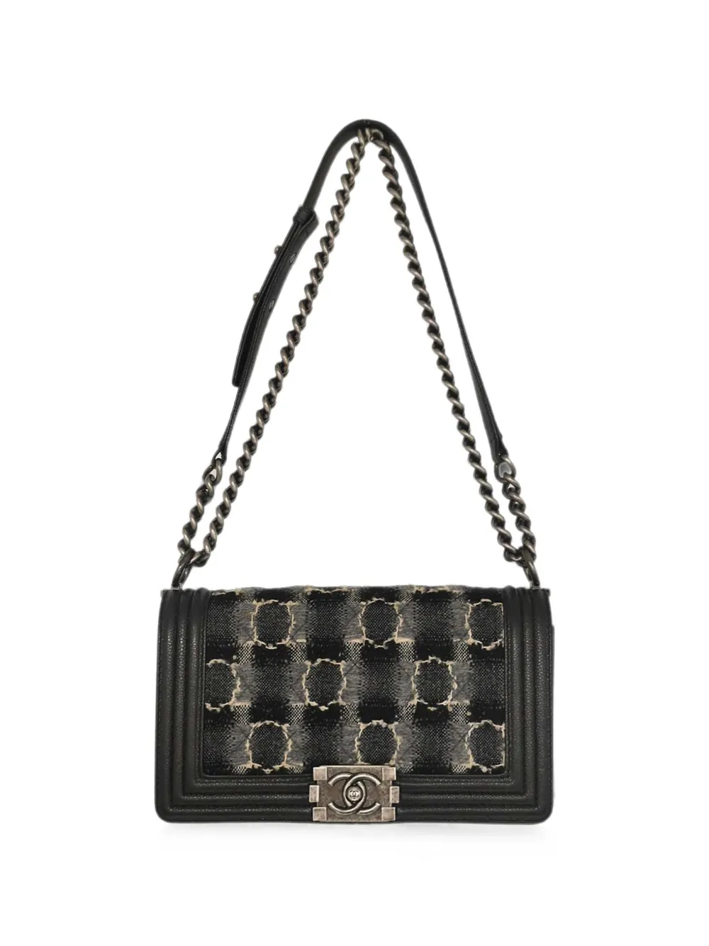 CHANEL Pre-Owned 2013-2014 medium Boy Chanel tweed shoulder bag - Nero