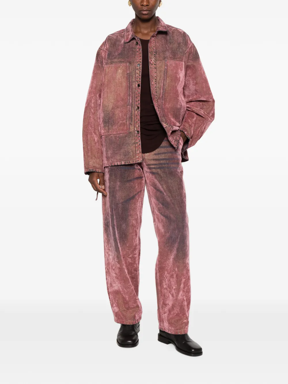 Haikure Jeans met hamerlus en verwassen effect Roze