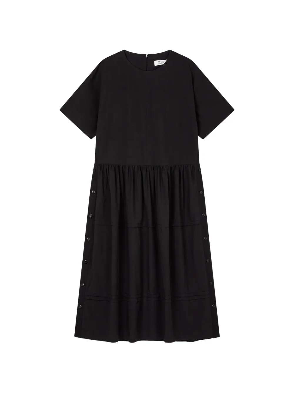 TOMBOY button-detail tiered midi dress - Schwarz