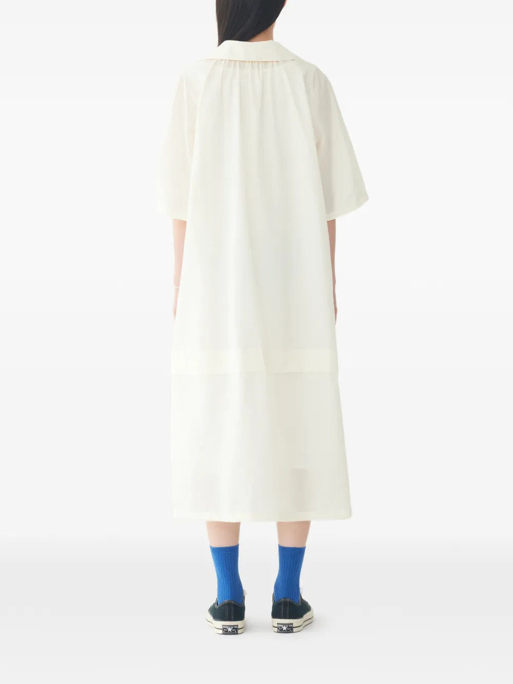TOMBOY Midi-jurk met kraag en korte mouwen Beige