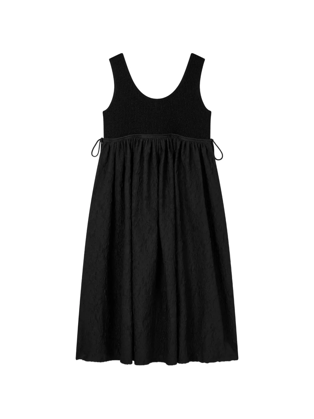TOMBOY Ribgebreide midi-jurk met vlakken Zwart