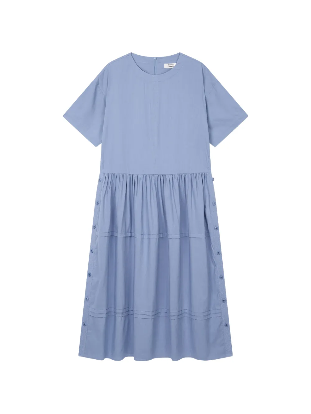 TOMBOY button-detail tiered midi dress - Blu