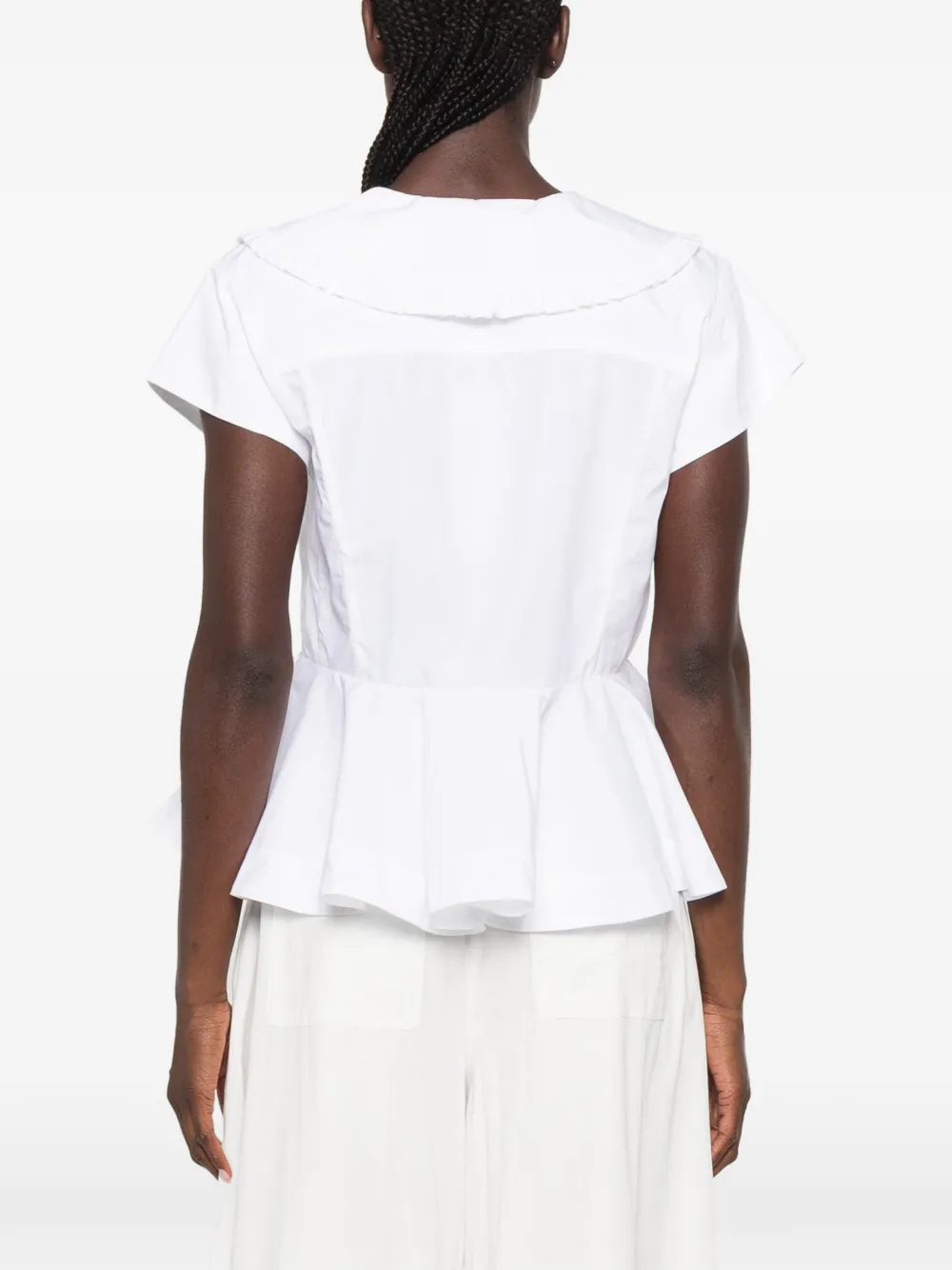 GANNI Peplum shirt met ruchekraag Wit