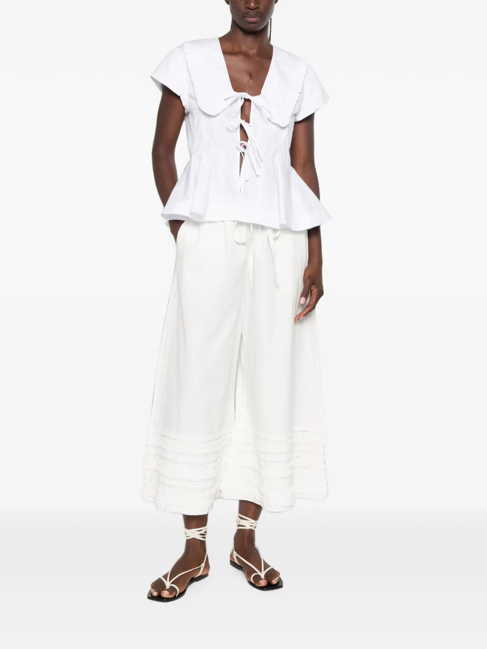 GANNI Peplum shirt met ruchekraag Wit