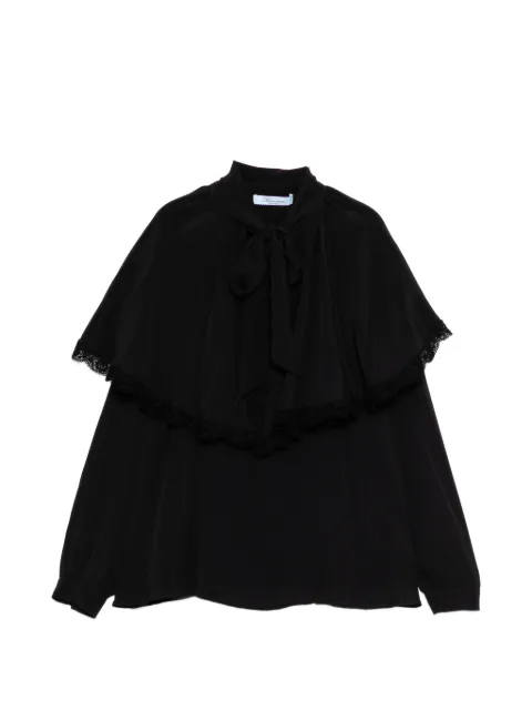 Blumarine bluse med blondedetalje og flæser