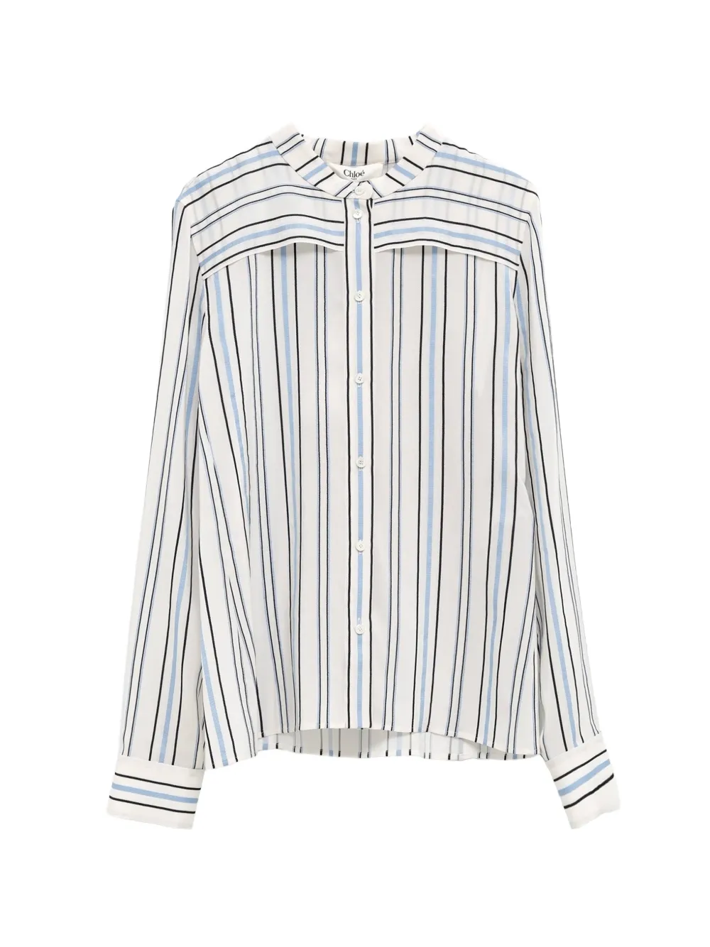 Chloé Gestreepte zijden blouse met gelaagd vlak Wit
