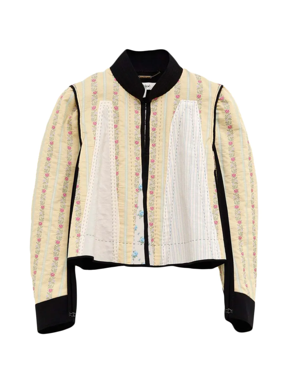 Chloé floral-print quilted jacket - Tons neutres