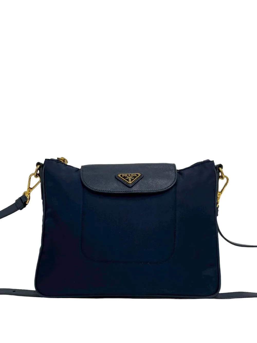Prada Pre-Owned Borsa a tracolla con bordo in pelle Saffiano e tessuto 2000-2013 - Blu