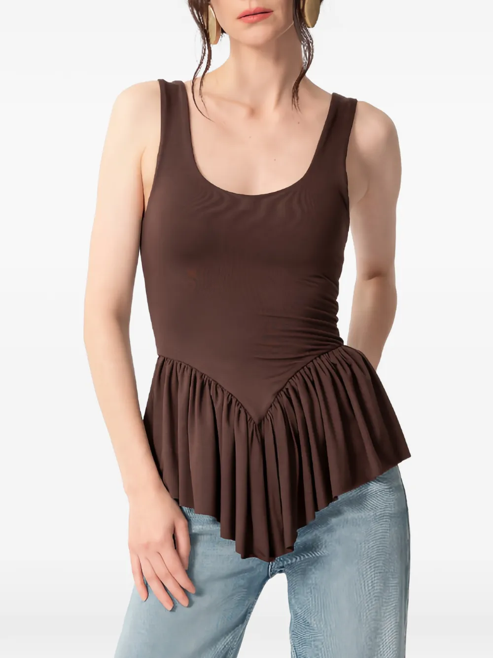 CONCEPTO Thera ruffled peplum top - Braun