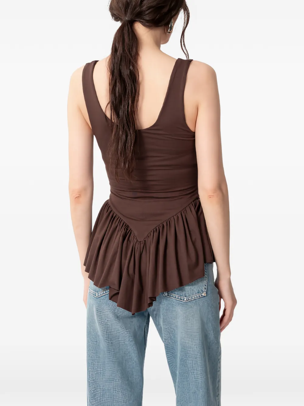  Concepto Thera Ruffled Peplum Top - Marrón 