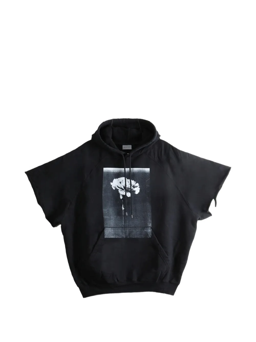 Balenciaga graphic-print short-sleeve hoodie - Black