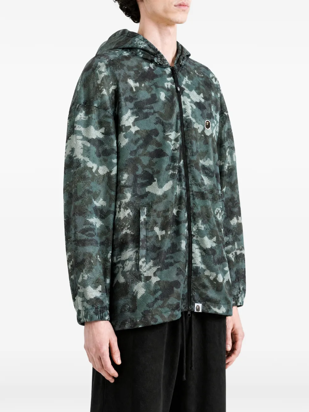 A BATHING APE Mesh jack met camouflageprint Groen