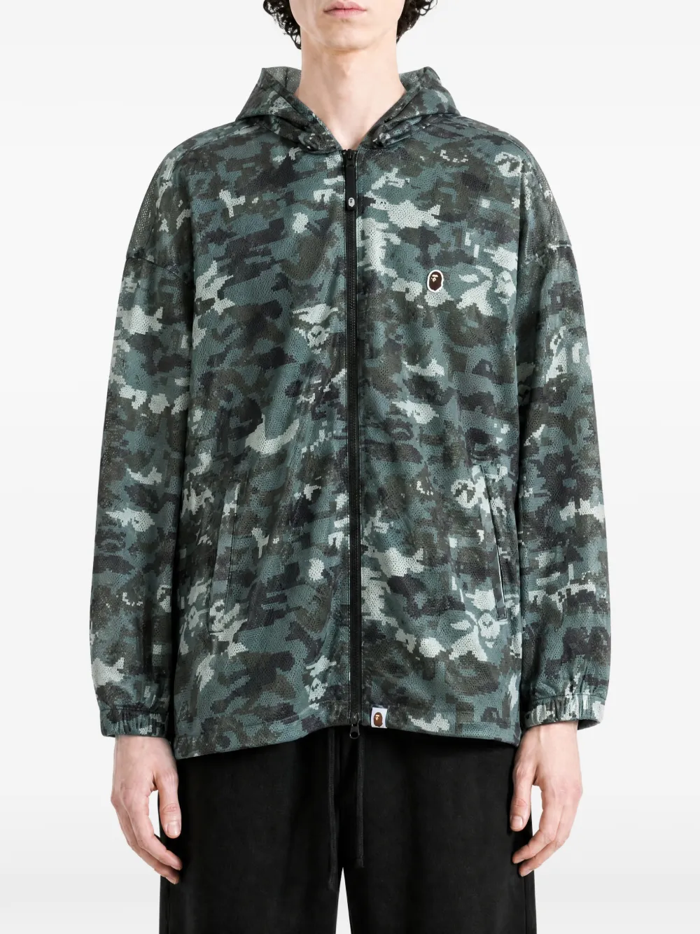 A BATHING APE Mesh jack met camouflageprint Groen