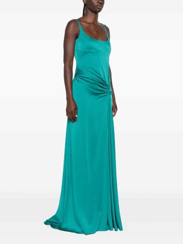 alexander mcqueen green dress Asymmetric Drape Evening In Blue | Corset Back