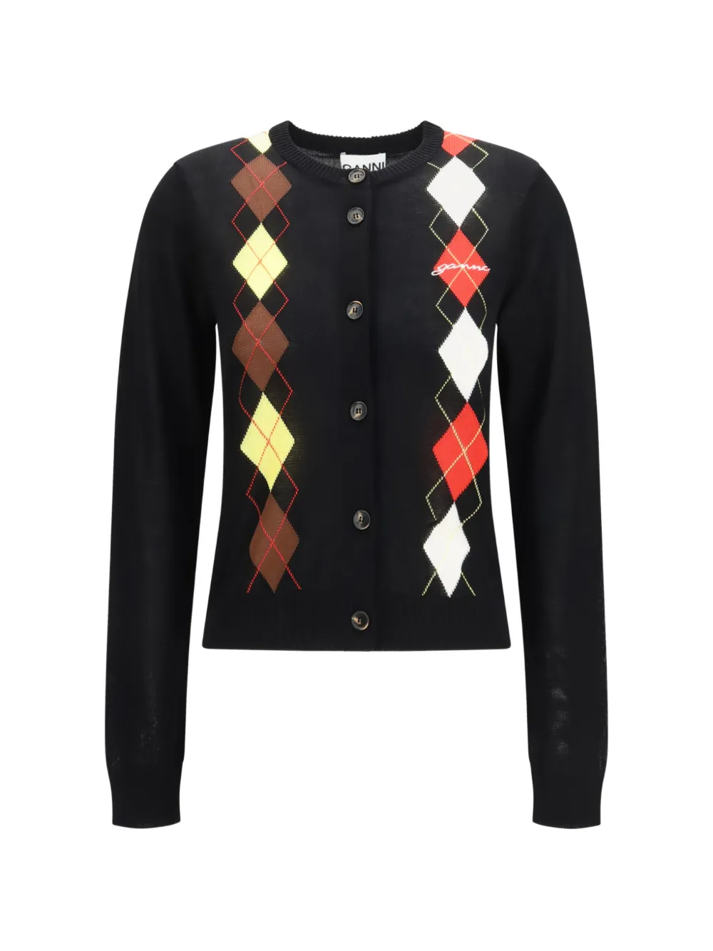 GANNI diamond-pattern cardigan - Nero