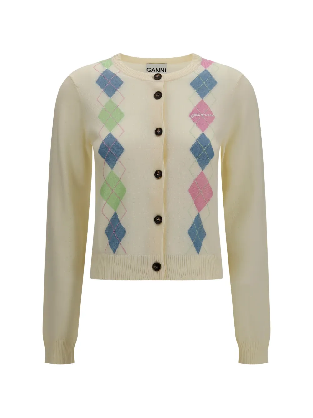 GANNI diamond-pattern cardigan - Bianco