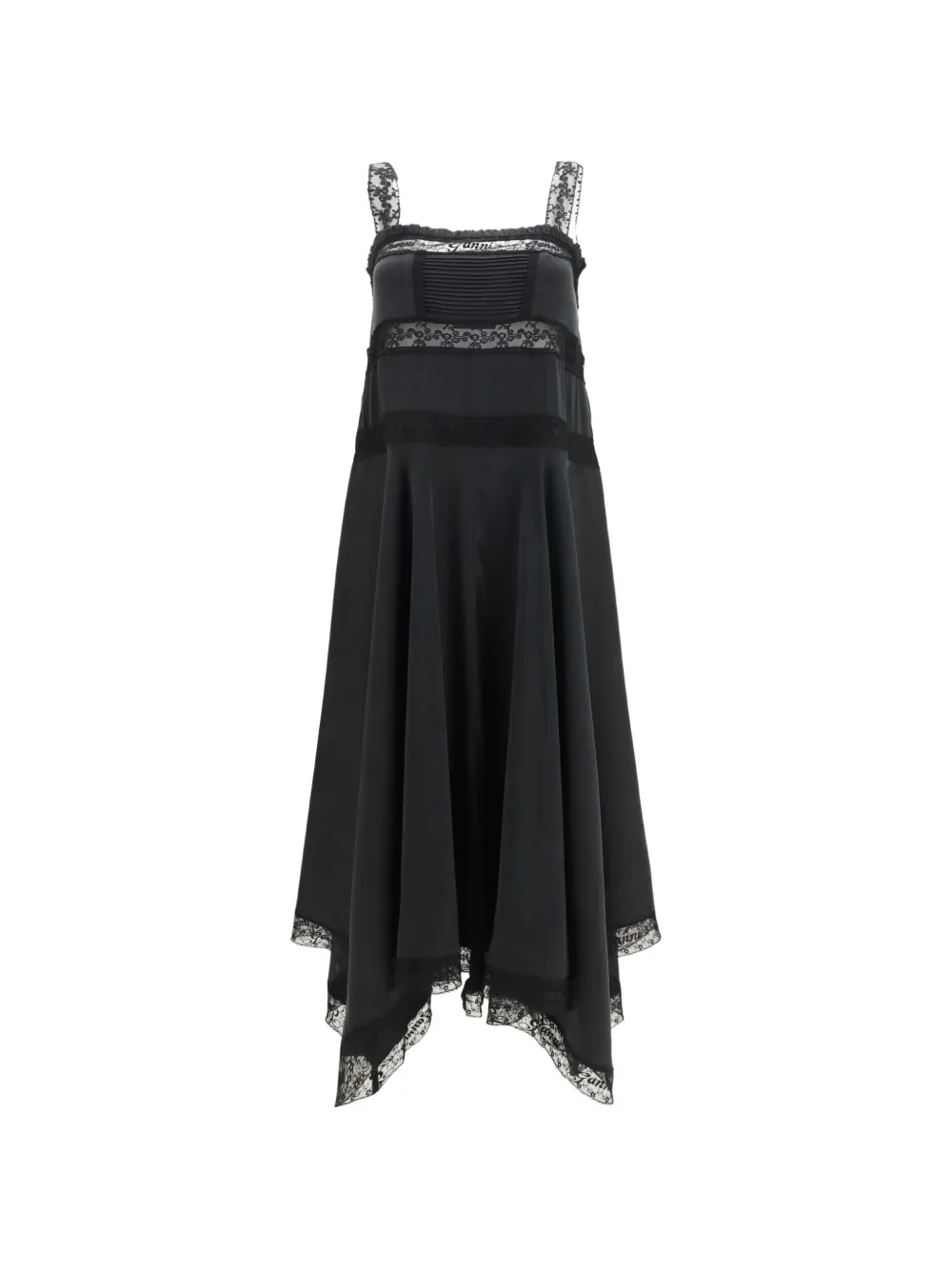 GANNI lace-trim maxi dress - Nero