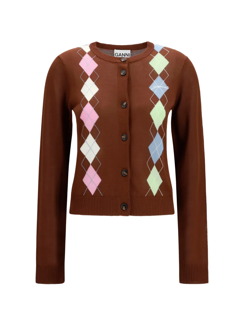 GANNI Cardigan con ricamo - Marrone