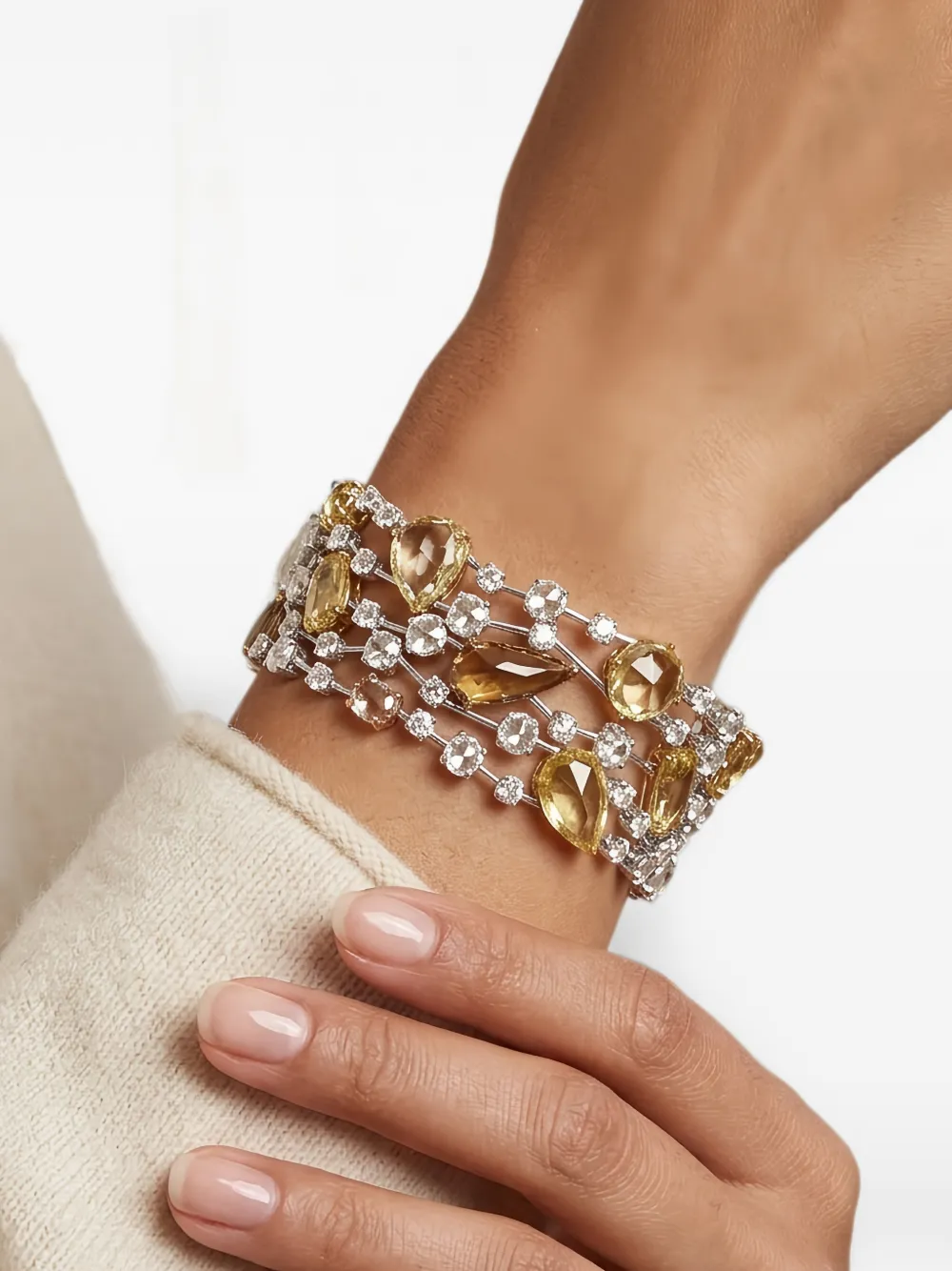 HYT Jewelry diamond and rose-cut diamond bracelet - Argento