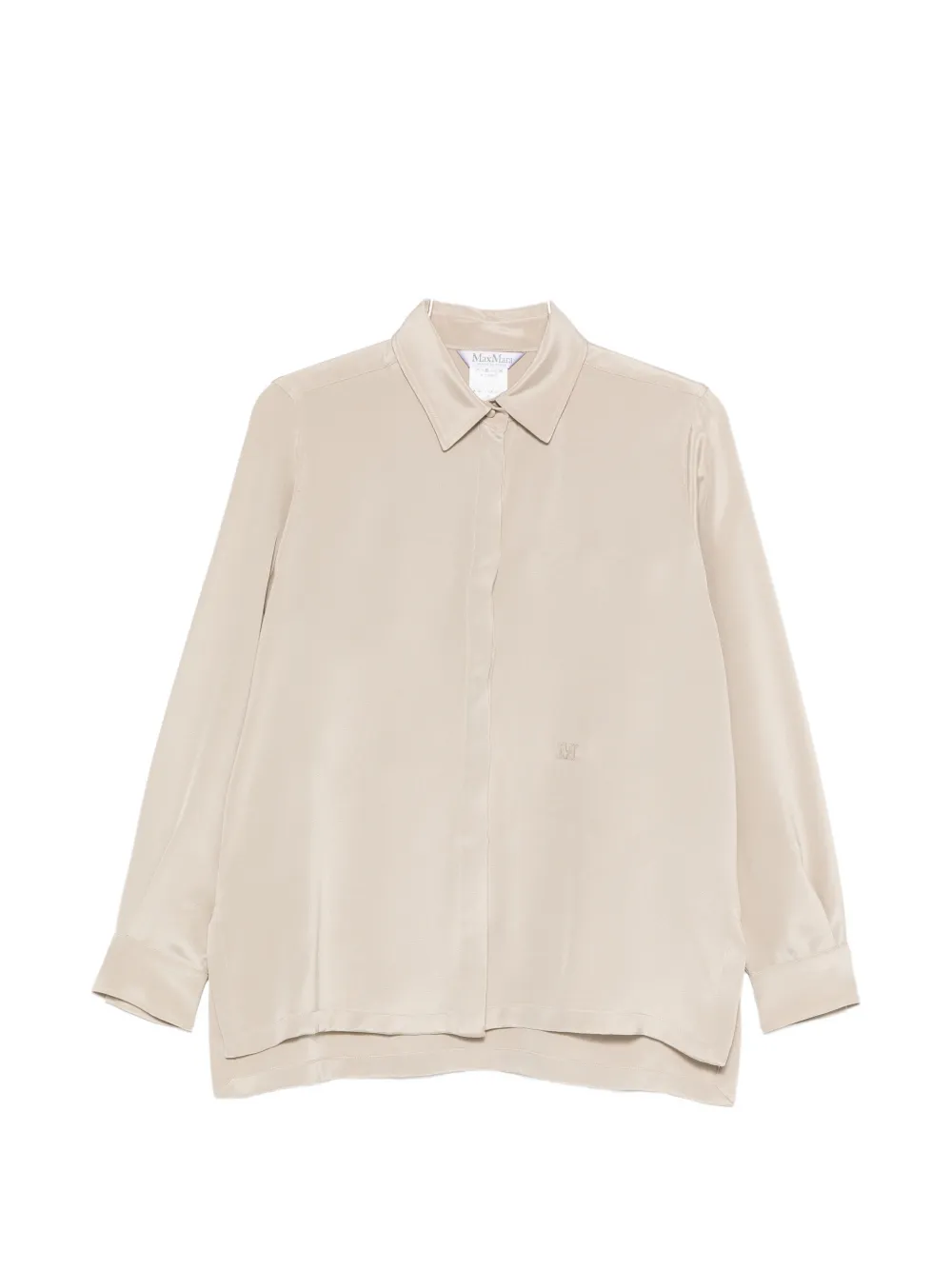 Max Mara Geranio embroidered-logo silk shirt - Neutrals