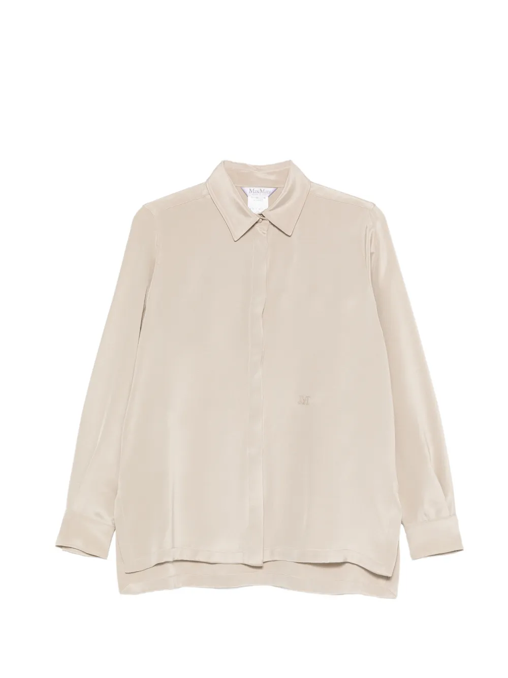 Max Mara Geranio embroidered-logo silk shirt - Nude