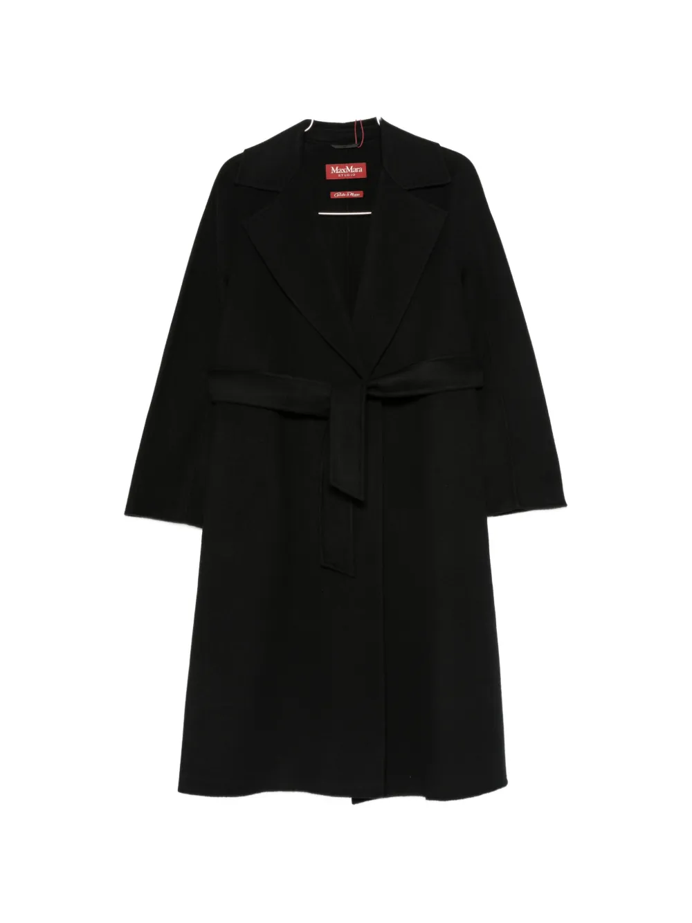 Max Mara belted wide-lapel coat - Black
